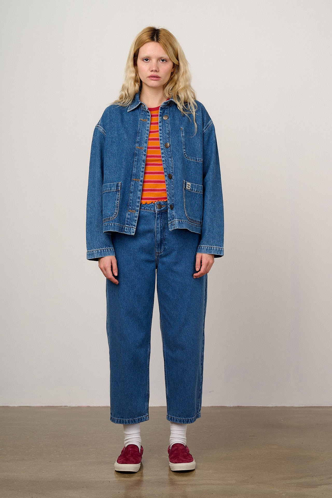 Connie - Denim Jacket in Mid Wash Blue – Lucy & Yak