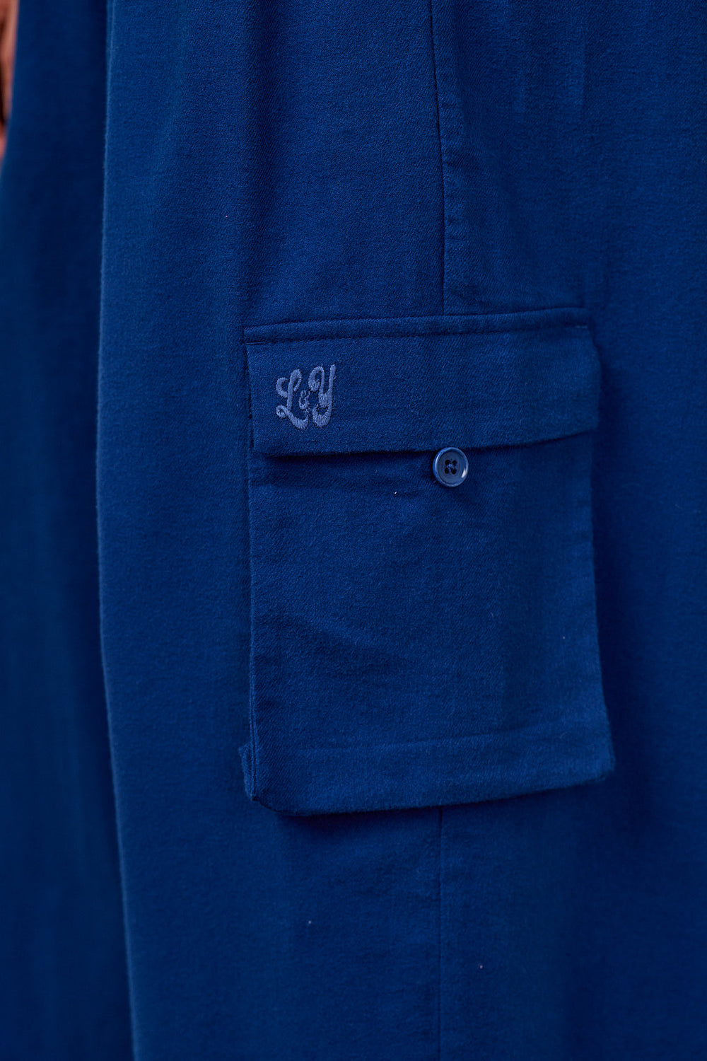 Miyada - Brushed Cotton Balloon Leg Dungarees in Navy