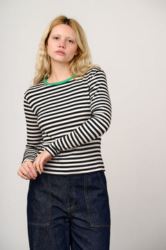 Example: Grayson Long Sleeve Top Cotton & White Stripe