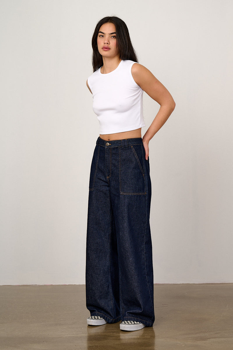 Delores - Wide Leg Denim Jeans in Indigo