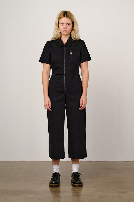 Ragan - Organic Cotton Black Zip Jumpsuit in Black