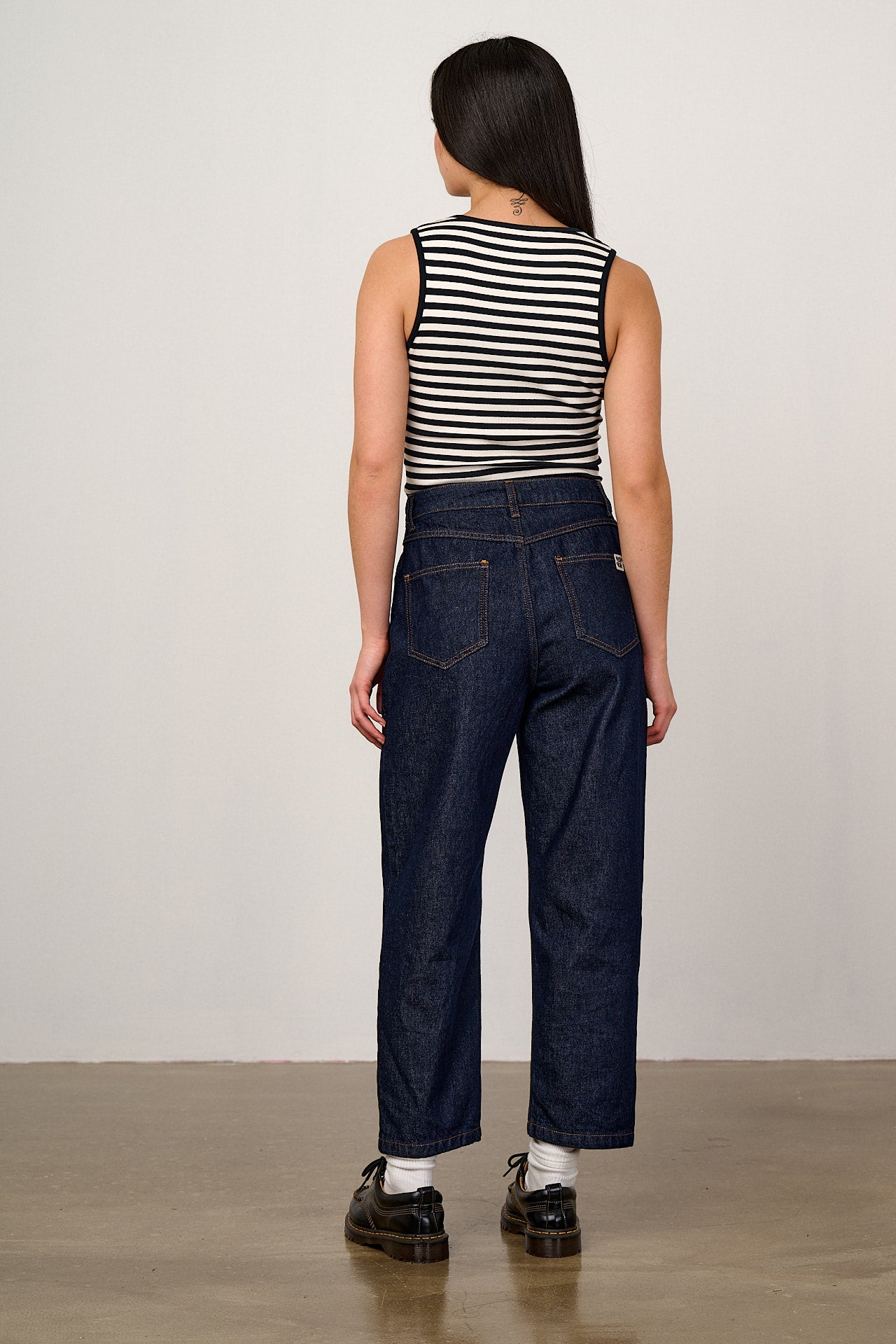 Tully - Cotton Strappy Vest in Black & White Stripe