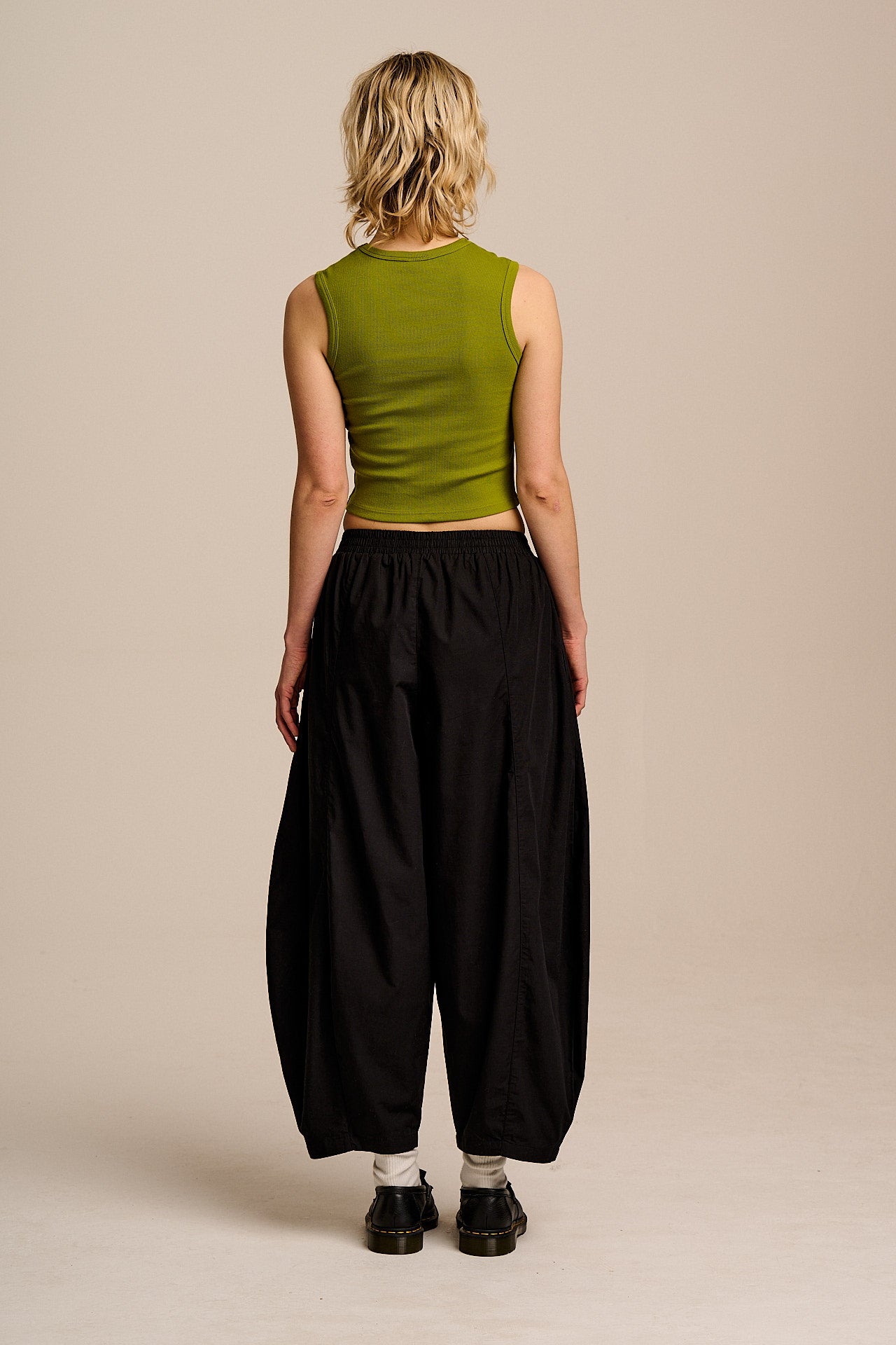 Obregon - Barrel Leg Cotton Trousers in Black