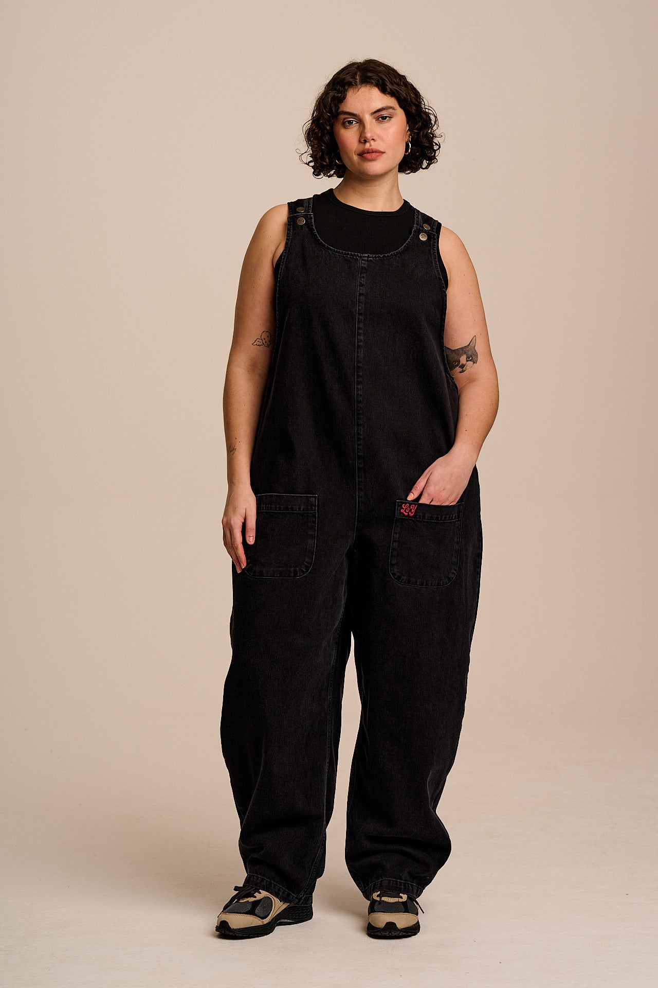 Ara - Denim Dungarees in Washed Black
