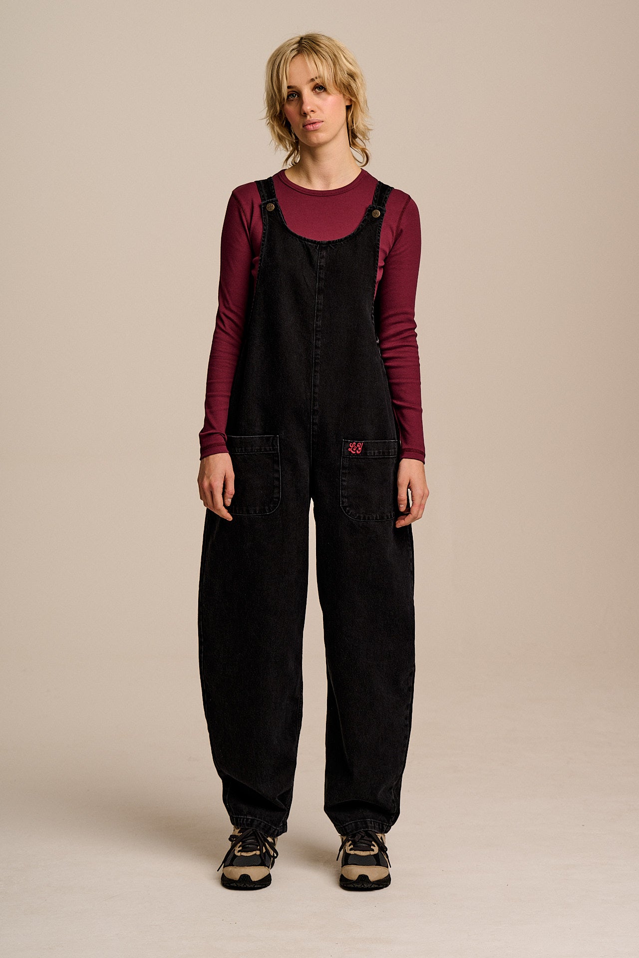 Ara - Denim Dungarees in Washed Black