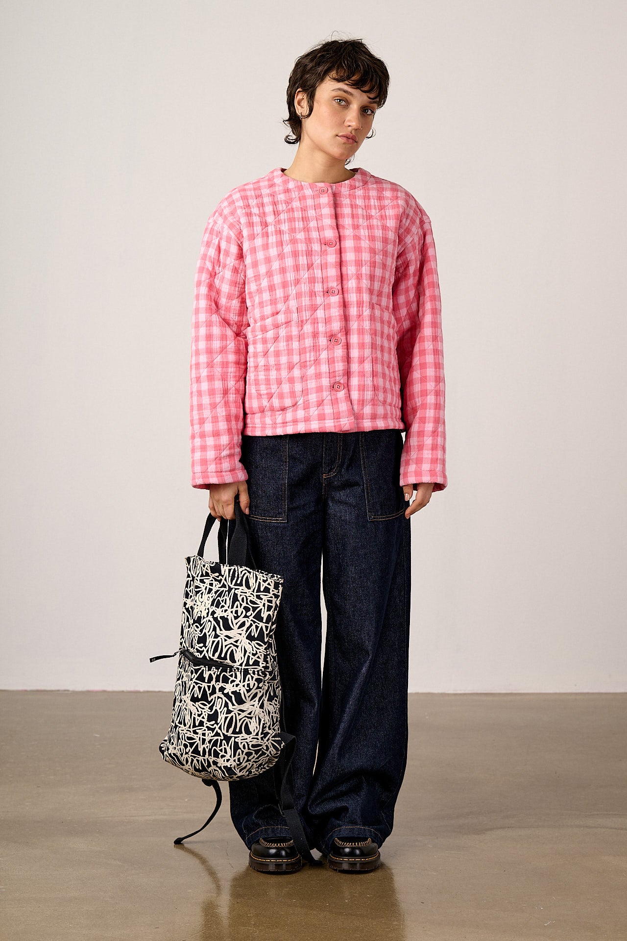 Dylan - Cotton Backpack in Black & White Graffiti Print