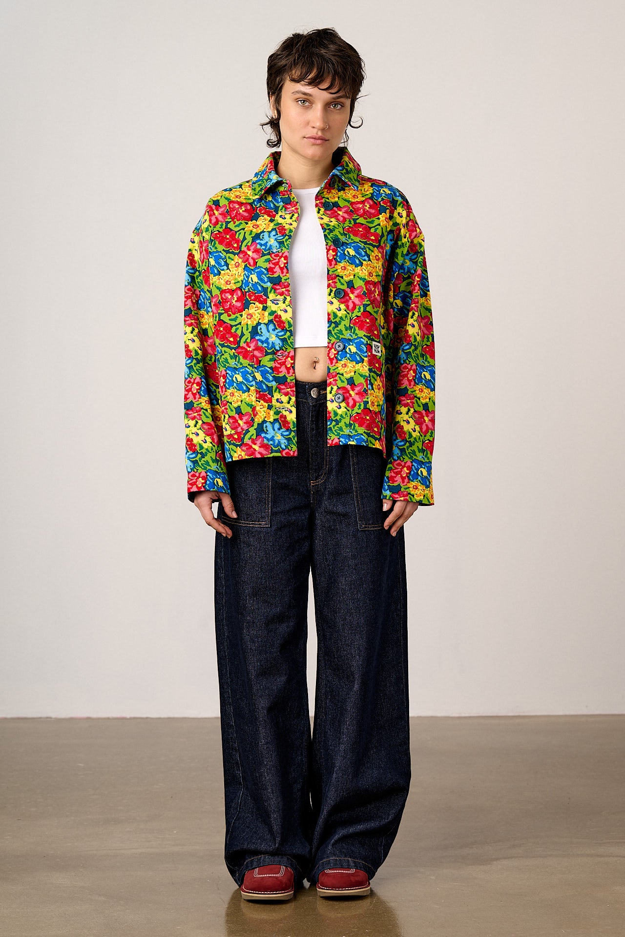 Connie - Cotton Jacket in 80s Scribbled Floral
