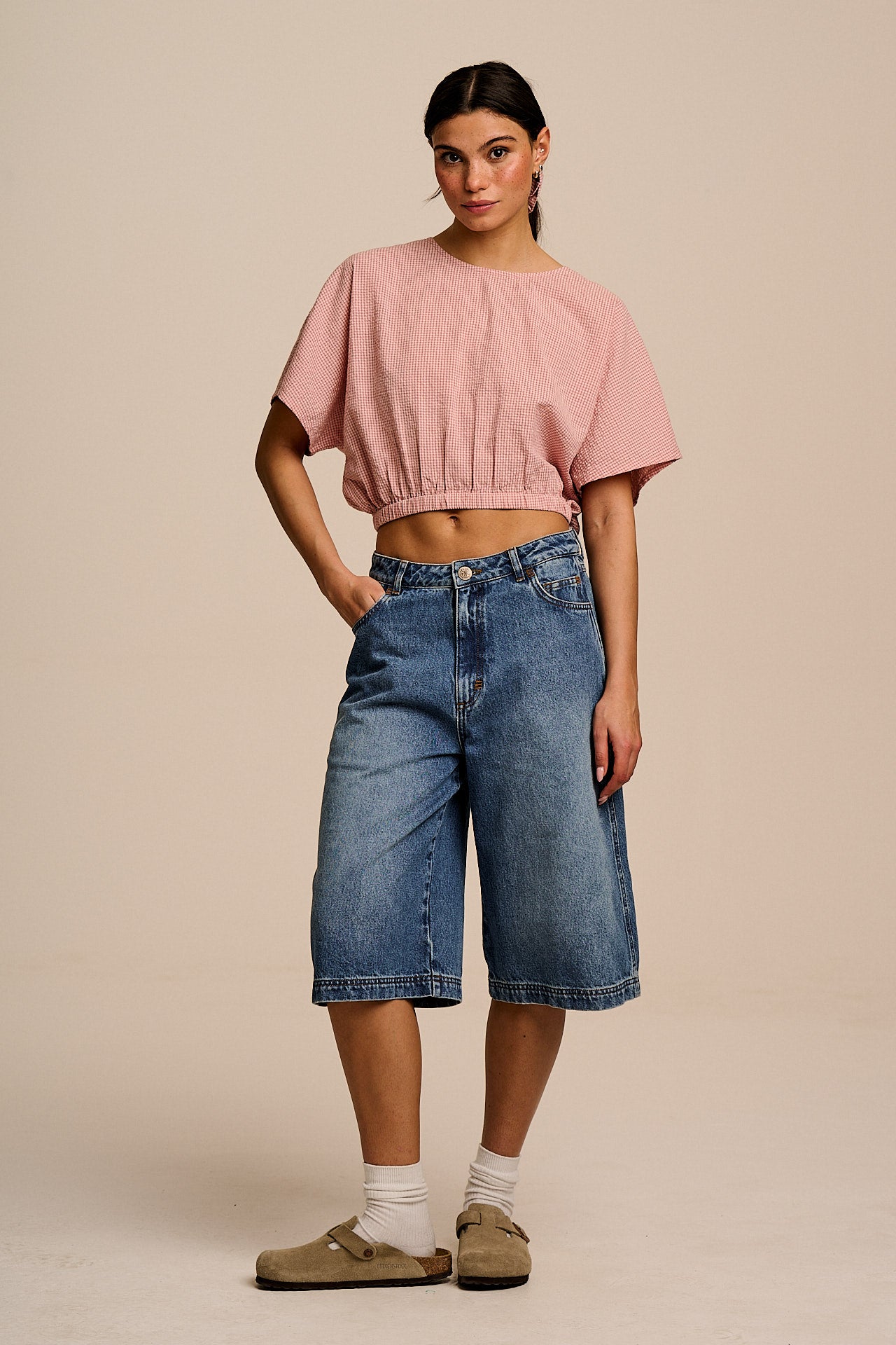 Zamora - Cotton Top in Pink Mini Gingham