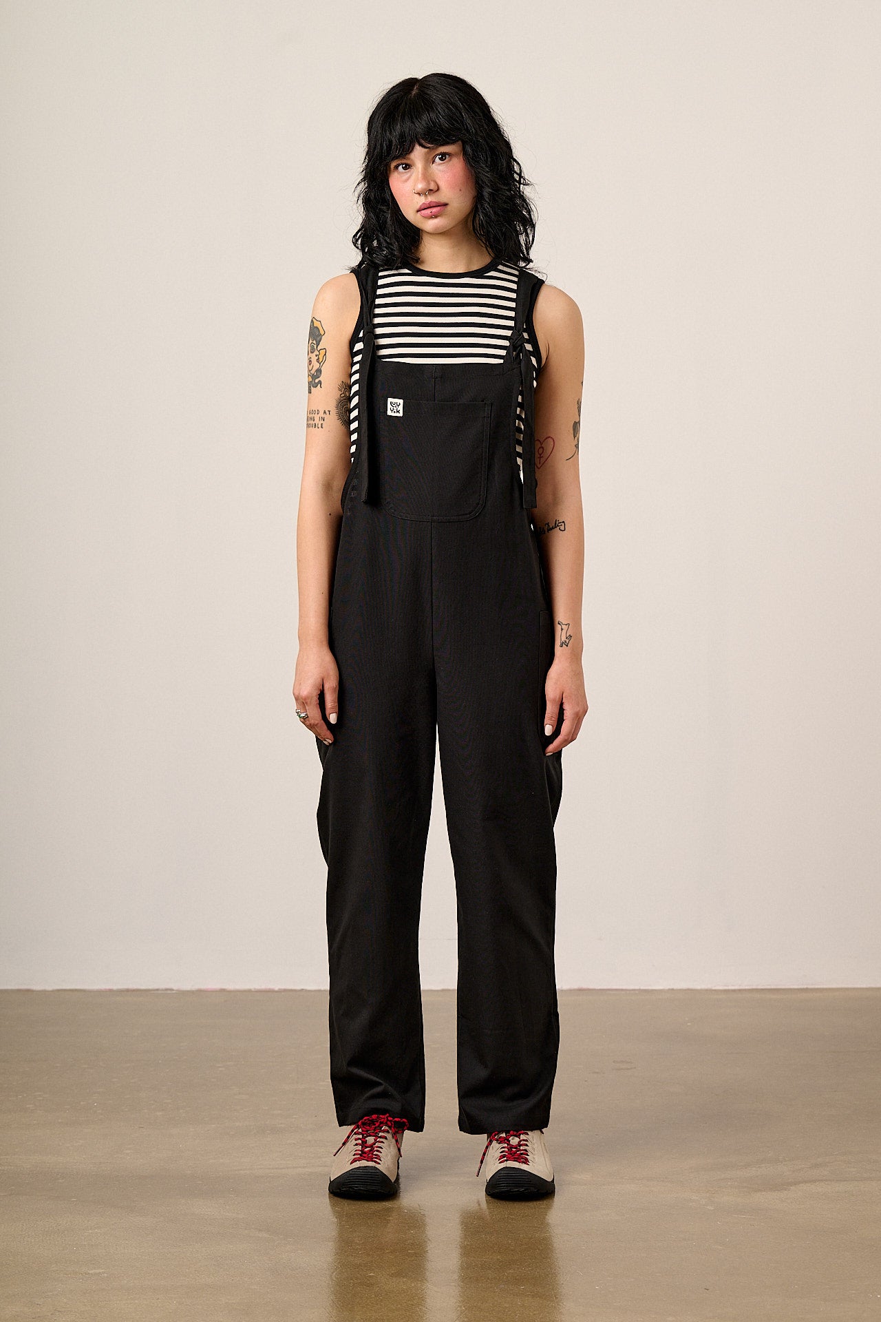 Una - Cotton Dungarees in Black