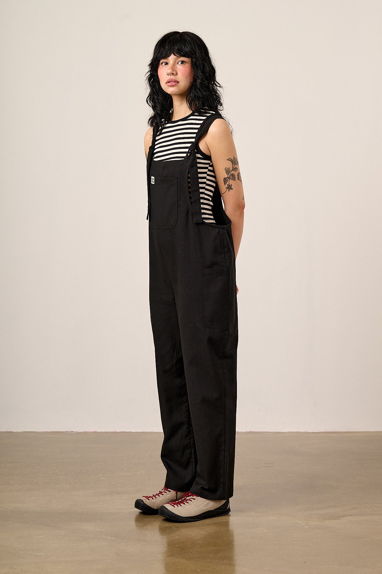 Una - Cotton Dungarees in Black