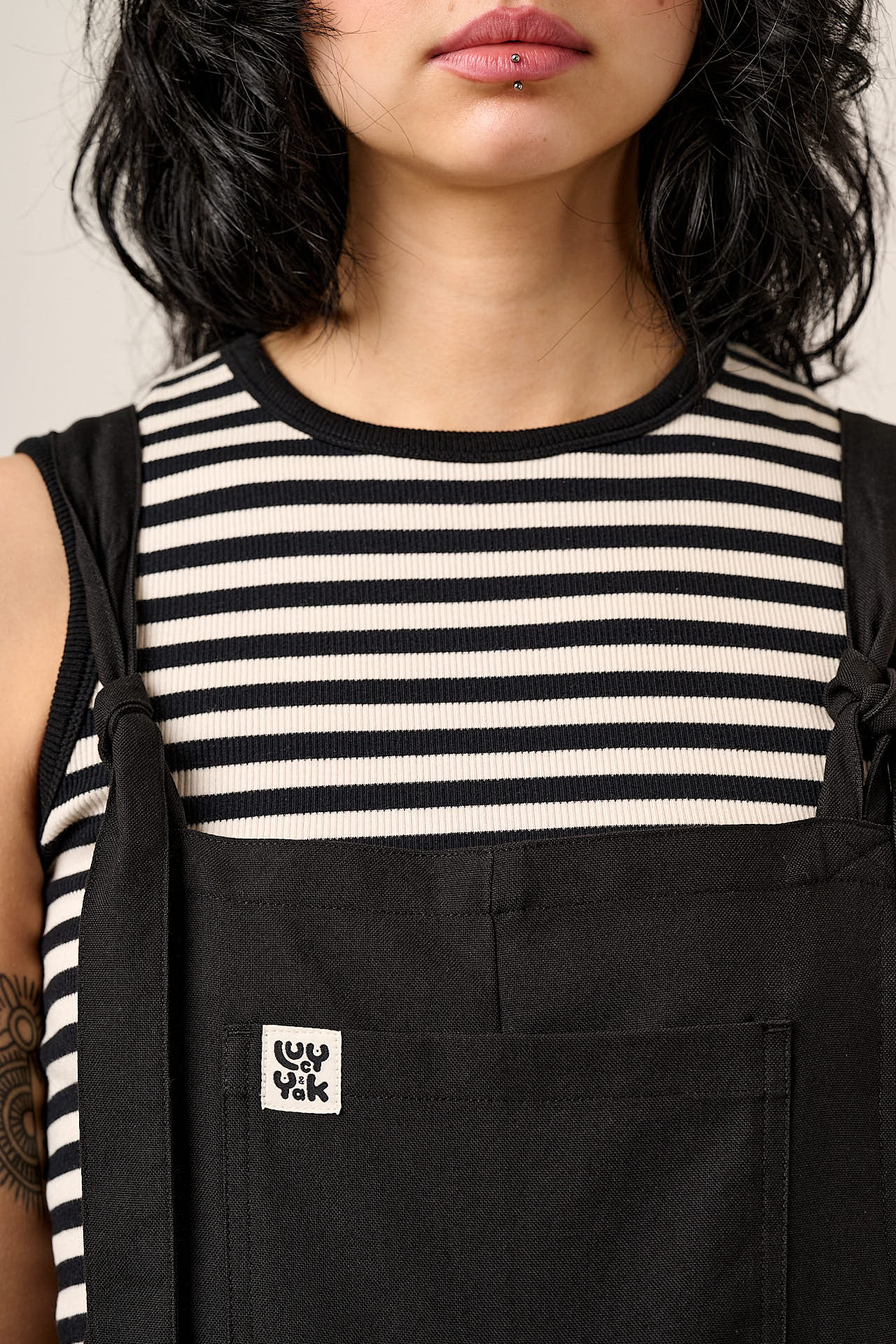 Una - Cotton Dungarees in Black