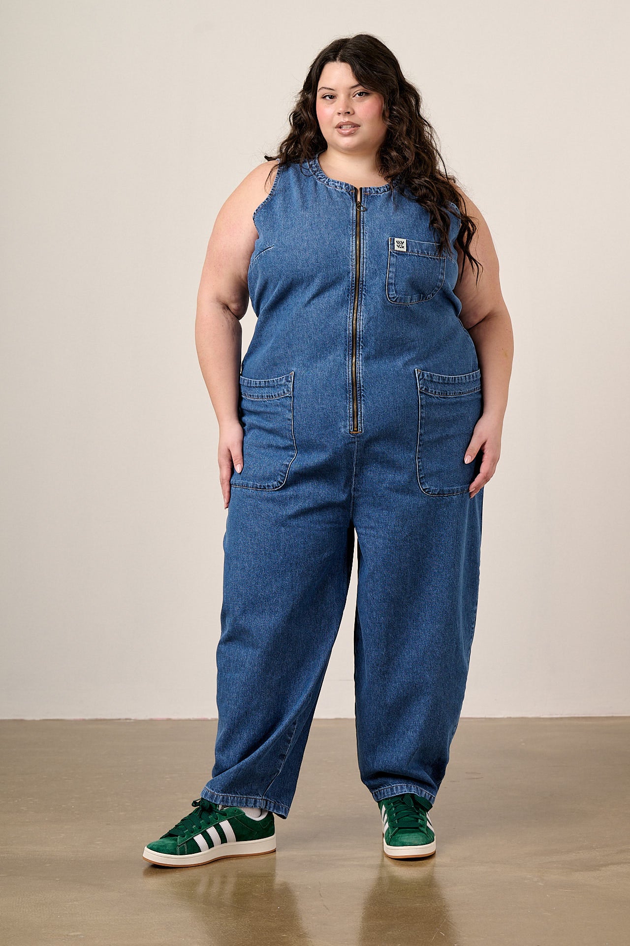 Nari - Light Weight Denim Sleeveless Jumpsuit in Mid Wash – Lucy & Yak