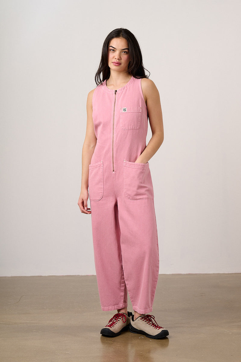 Nari - Denim Sleeveless Jumpsuit in Washed Pink