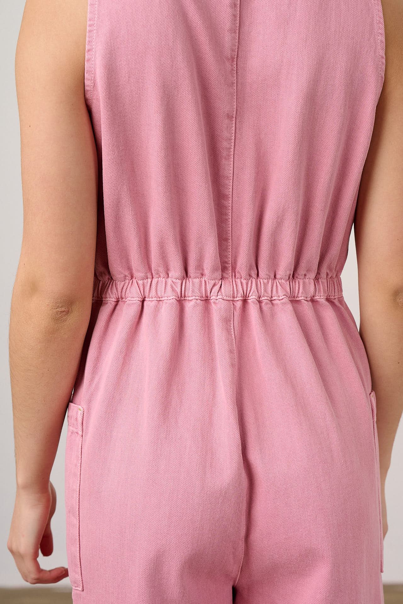 Nari - Denim Sleeveless Jumpsuit in Washed Pink – Lucy & Yak
