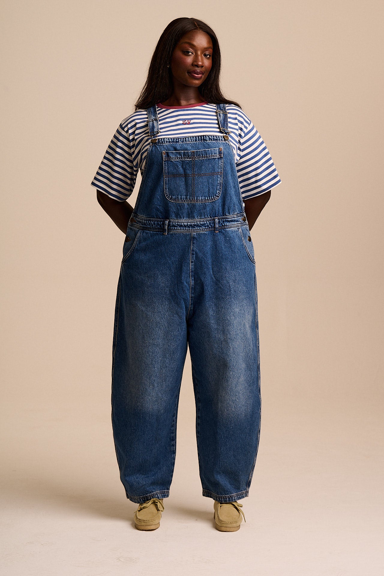 Toluca - Denim Barrel Leg Dungarees in Vintage Wash – Lucy & Yak