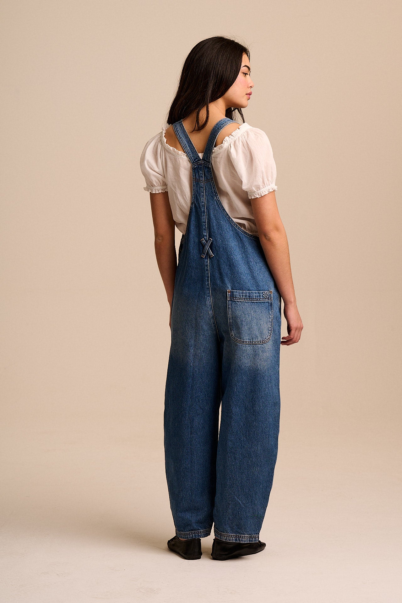 Toluca - Denim Barrel Leg Dungarees in Vintage Wash – Lucy & Yak