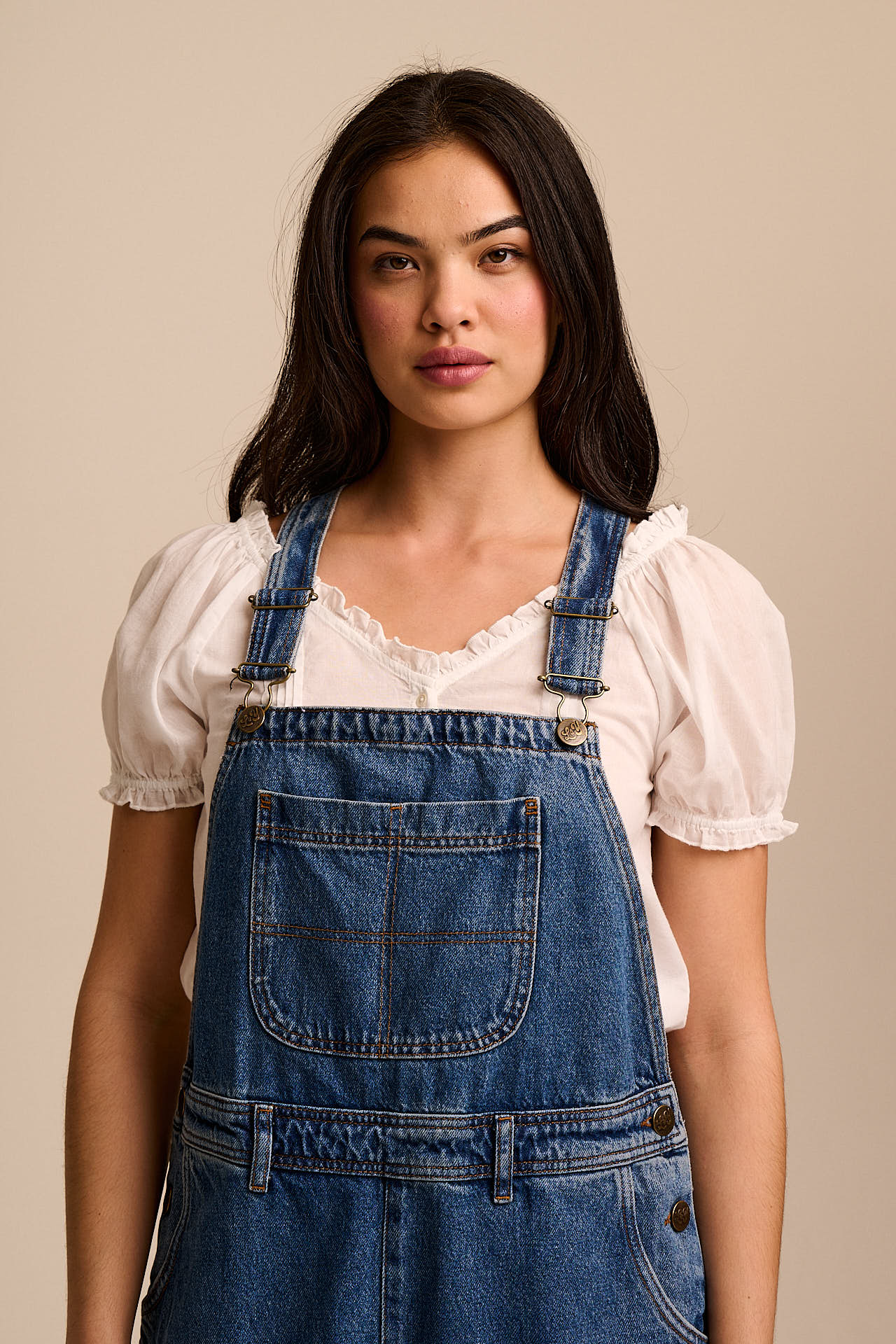 Toluca - Denim Barrel Leg Dungarees in Vintage Wash – Lucy & Yak