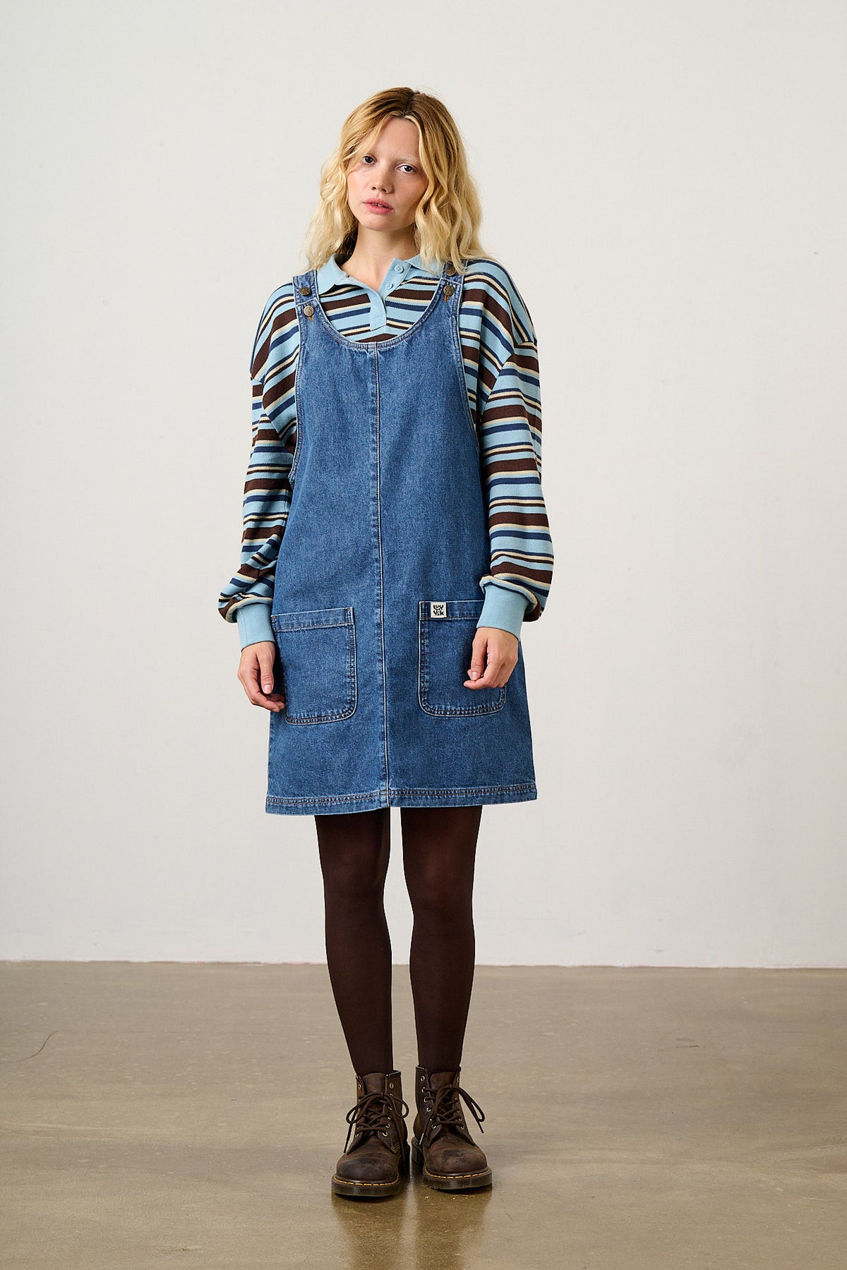 Layla - Organic Denim Mini Dress in Blue Wash