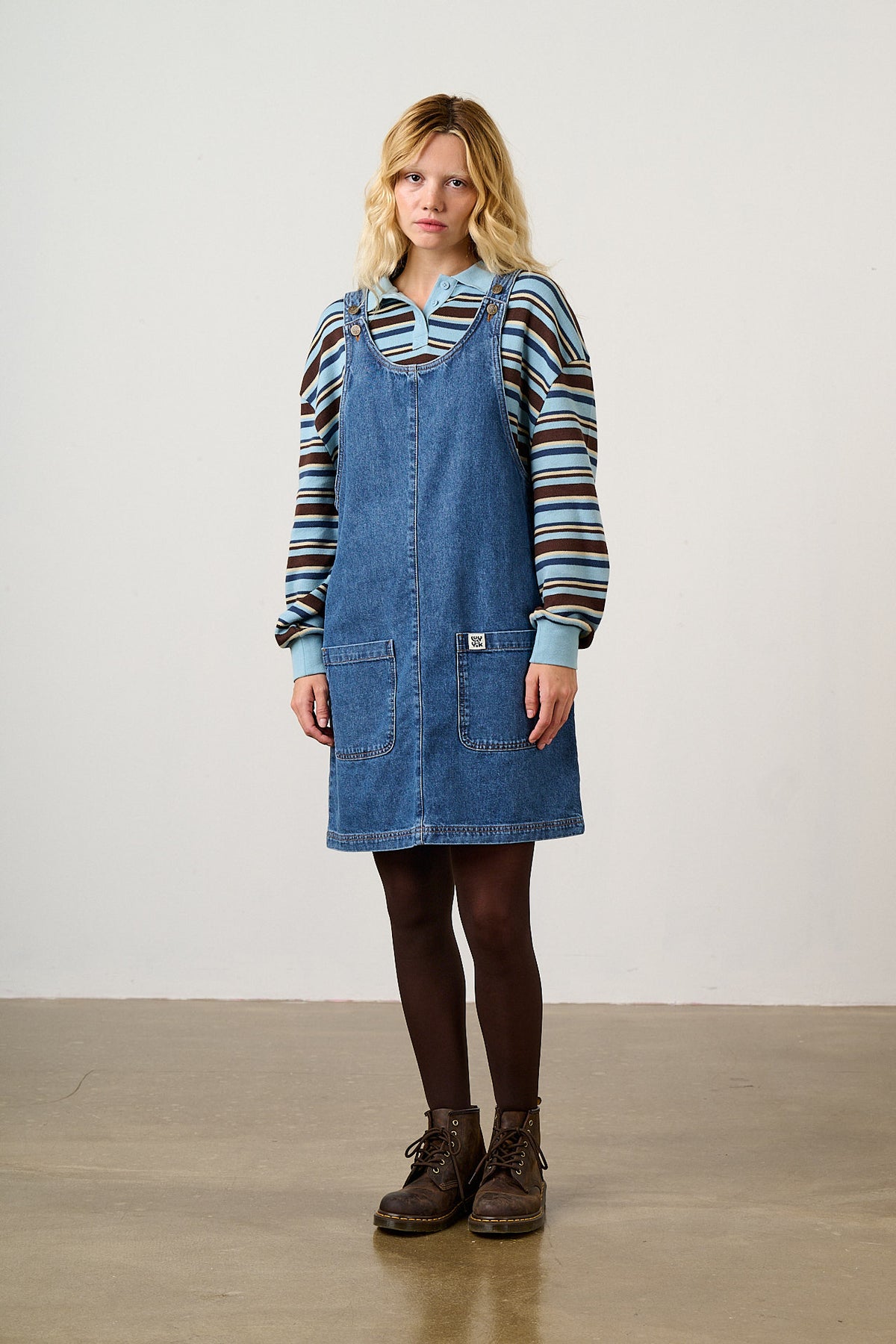 Layla - Organic Denim Mini Dress in Blue Wash