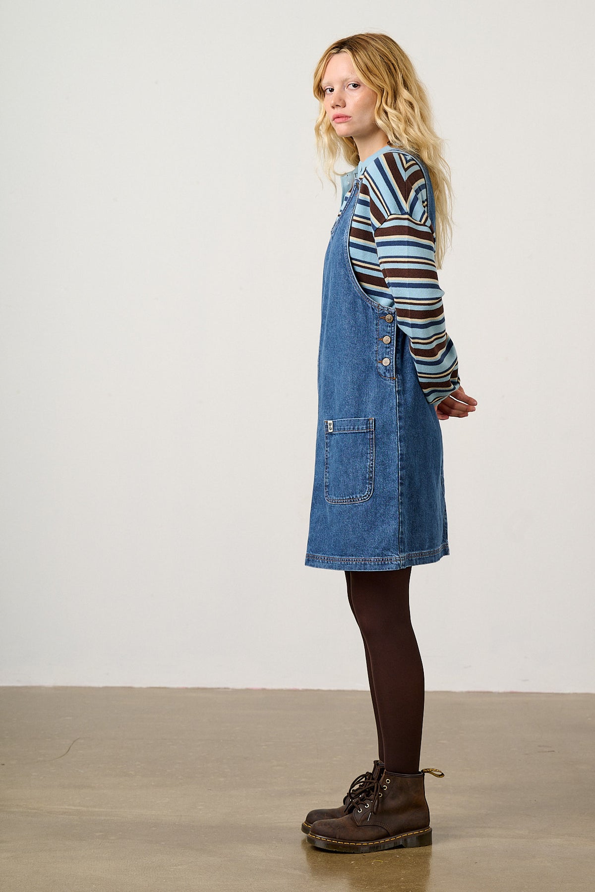 Layla - Organic Denim Mini Dress in Blue Wash