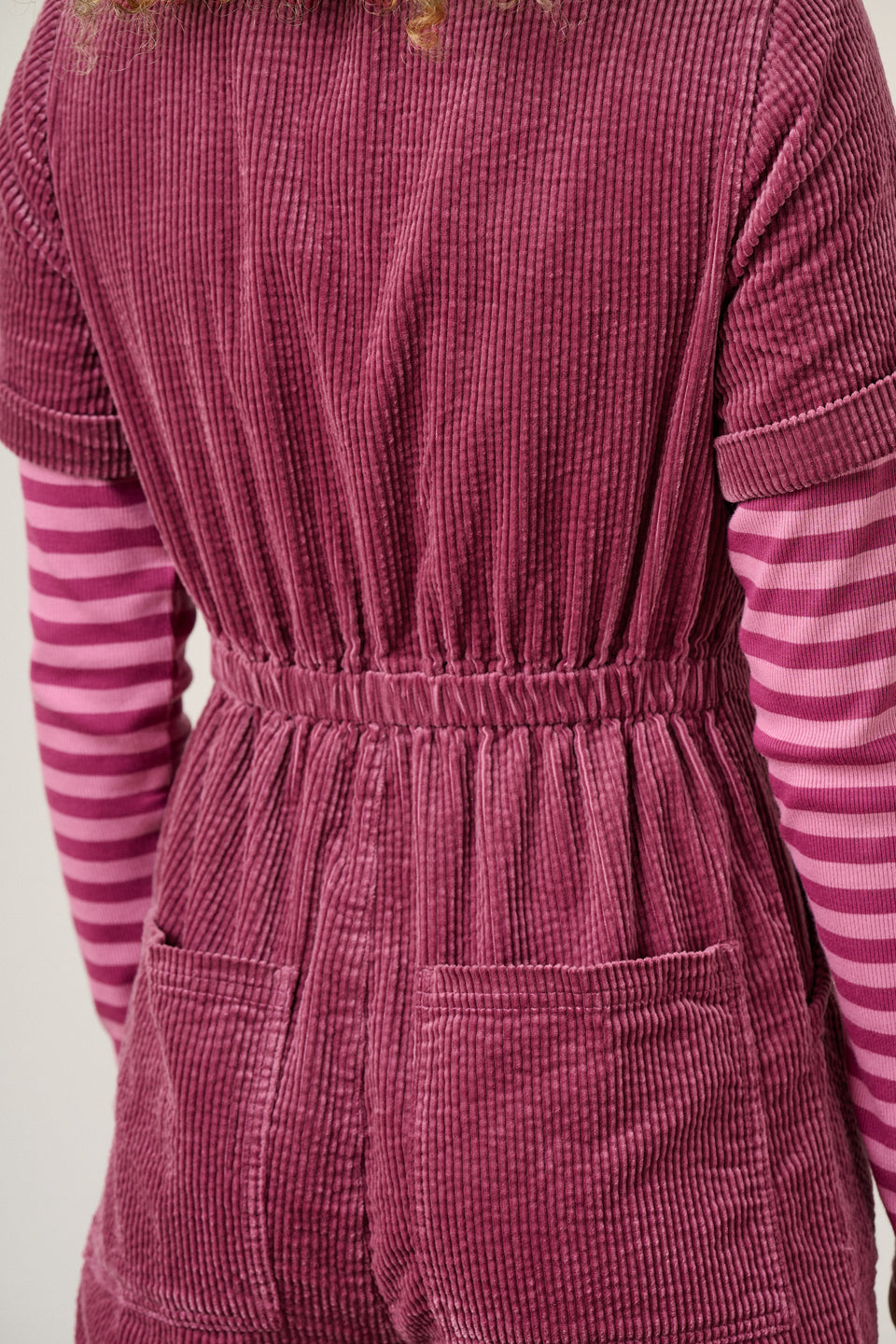 Ragan - Organic Cotton Cord Jumpsuit in Raspberry