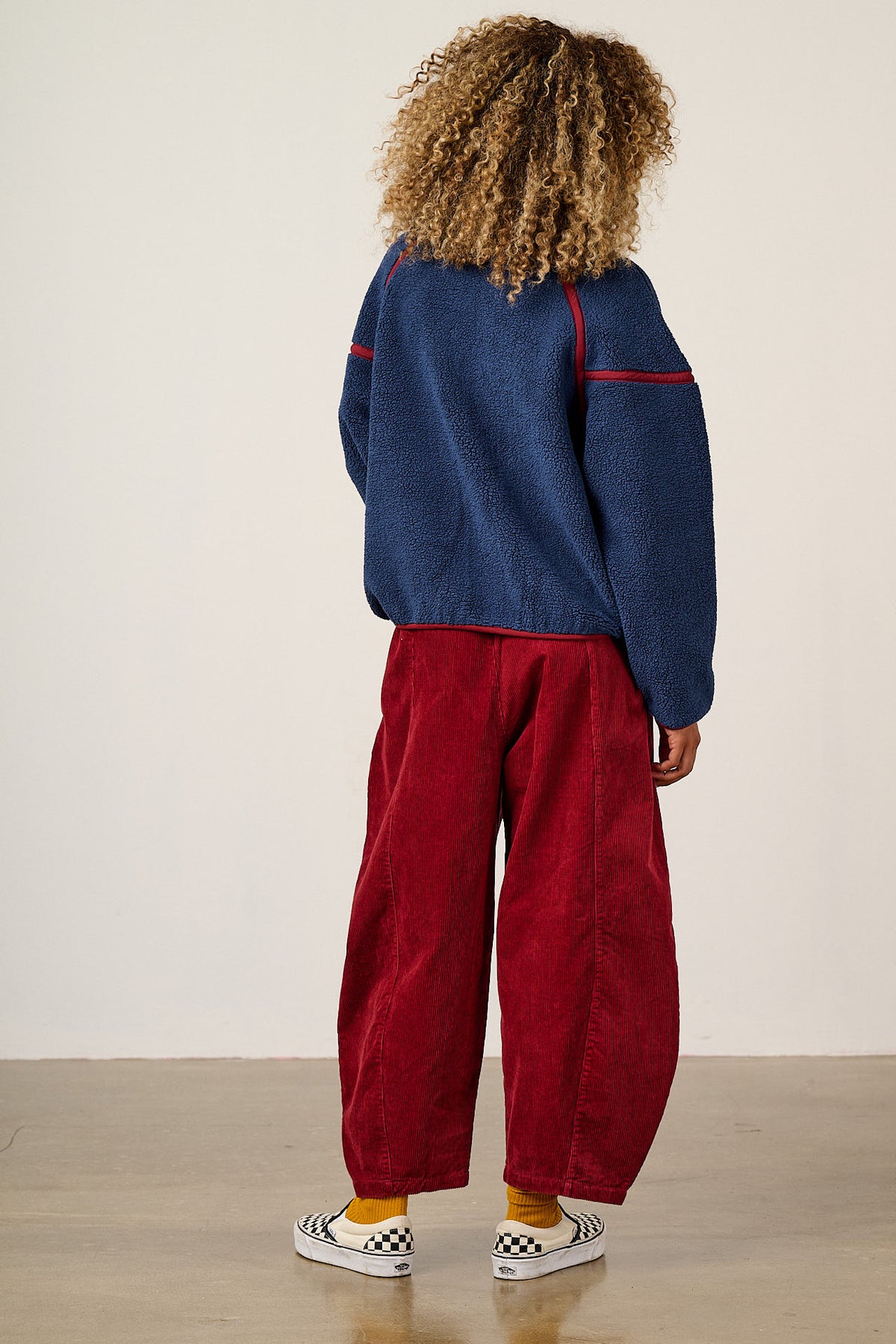 Hadley Half Zip Fleece - Recycled Polyester Borg in Navy and Burgundy