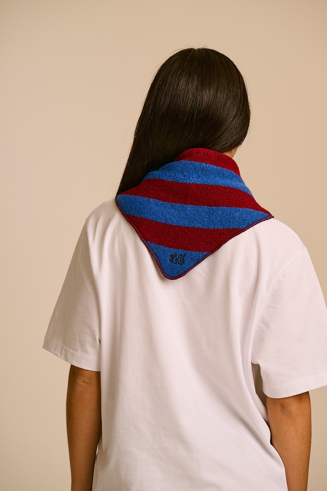 Loki -  Neck Scarf in Burgundy and Blue Stripe