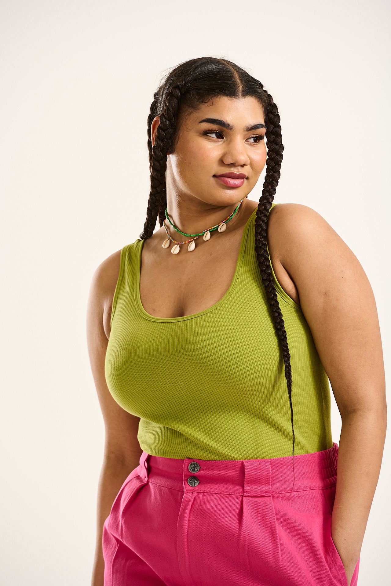 Susie Vest Top: ORGANIC COTTON & LENZING™ ECOVERO™ - Chartreuse Green