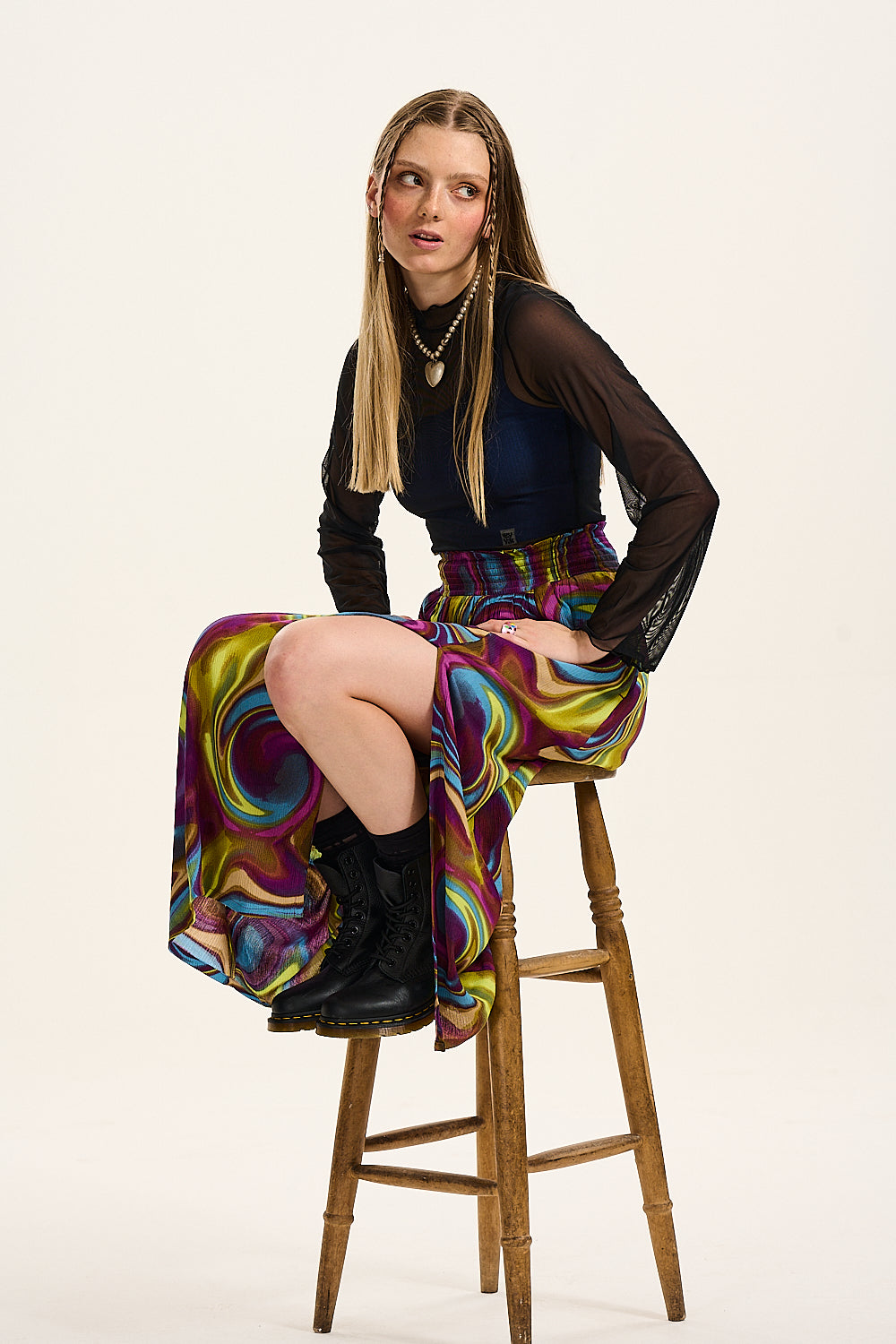 Poppy Skirt: LENZING™ ECOVERO™ - Digital Swirl