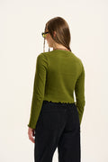 Hansel Long Sleeve Top: ORGANIC COTTON - Pesto Green