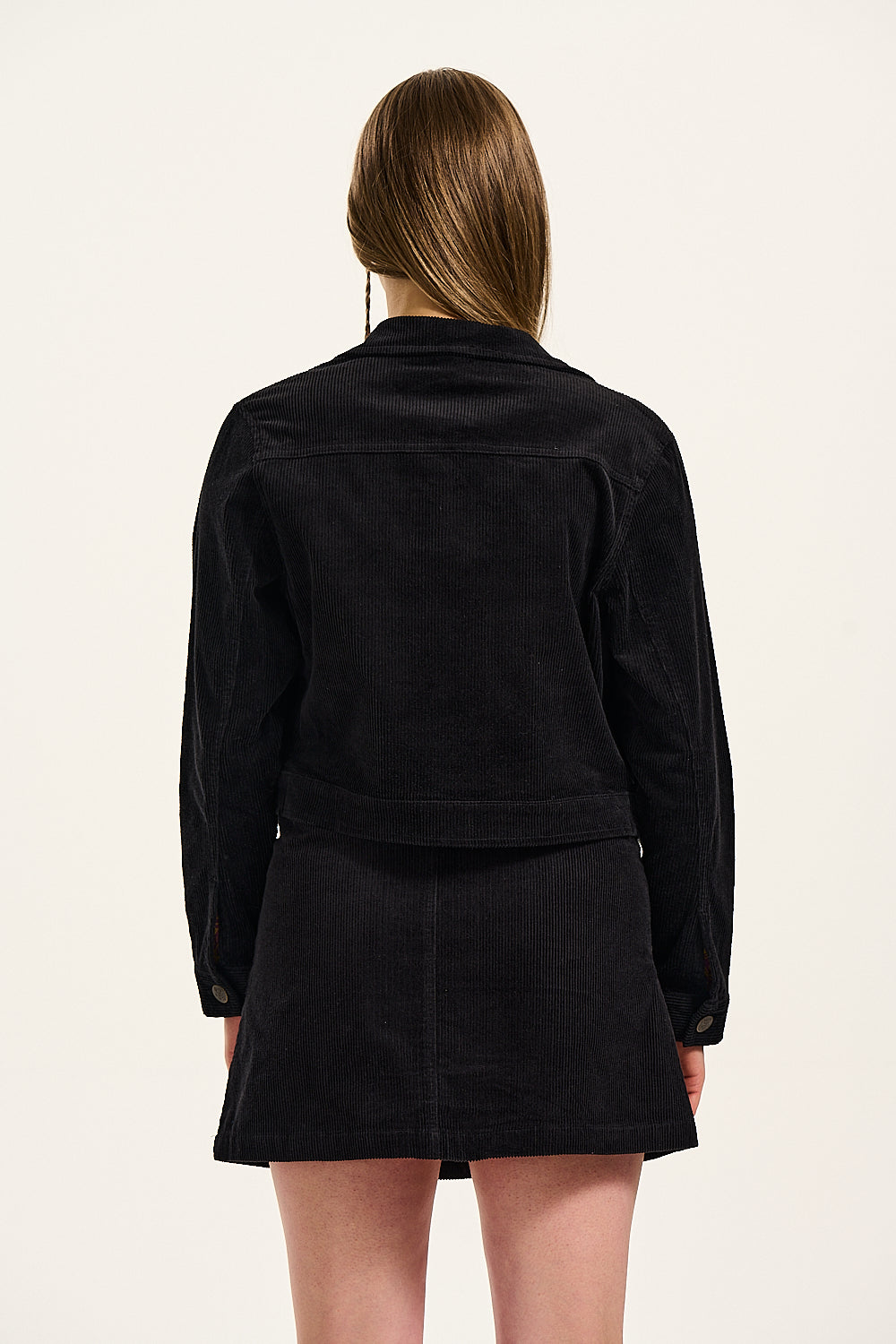 Roxy Cropped Jacket: ORGANIC CORDUROY - Black