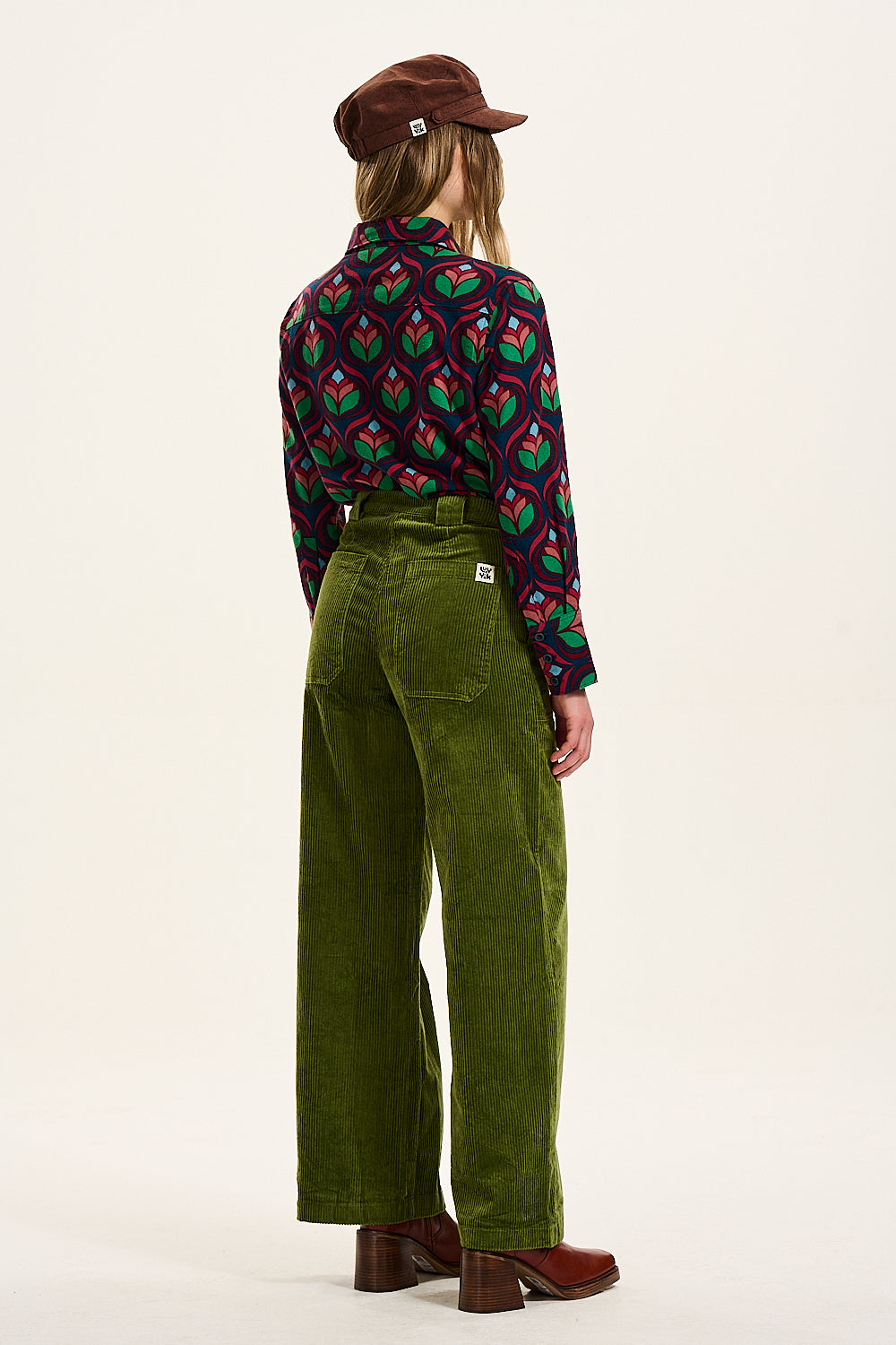 Delores Wide Leg Jeans: ORGANIC CORDUROY - Pesto Green