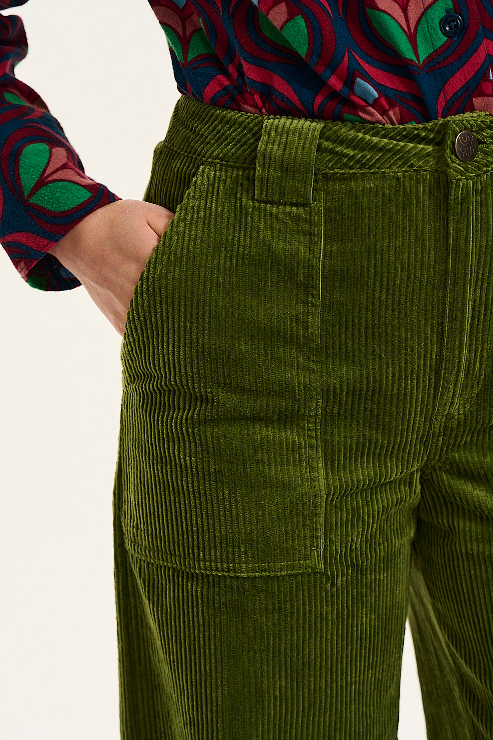 Womens Green Corduroy Trousers | Brakeburn