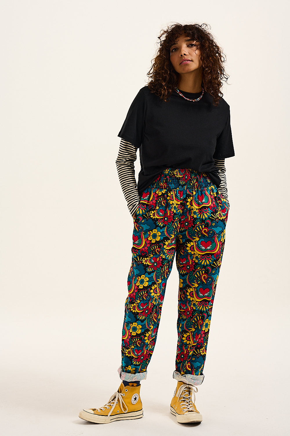Alexa Trousers: ORGANIC COTTON - Cloud Print – Lucy & Yak