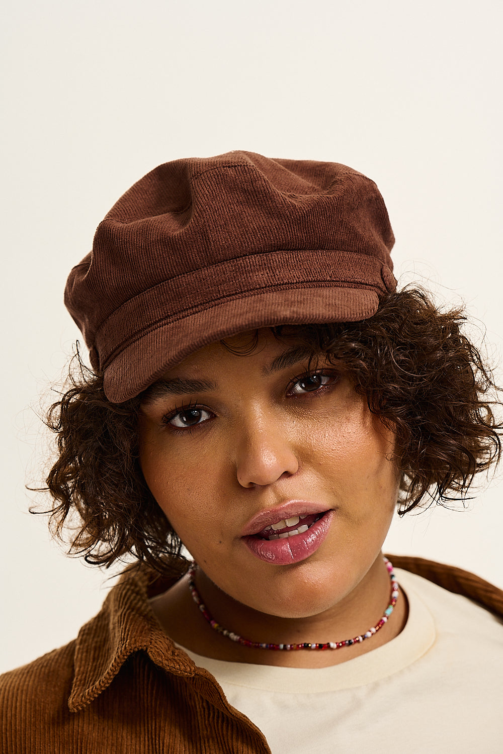 Simone Baker Boy Hat: ORGANIC CORDUROY - Oak Brown