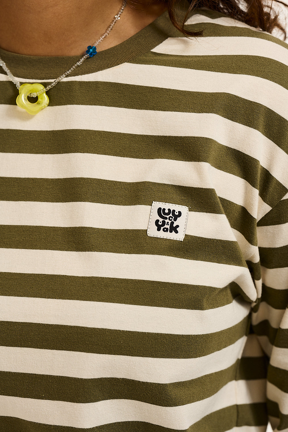 Kenny Long Sleeve Tee: ORGANIC COTTON - Green & Ecru Stripe