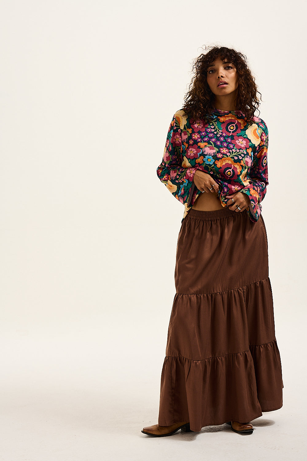 Brie Maxi Skirt: TENCEL™ Lyocell - Oak Brown