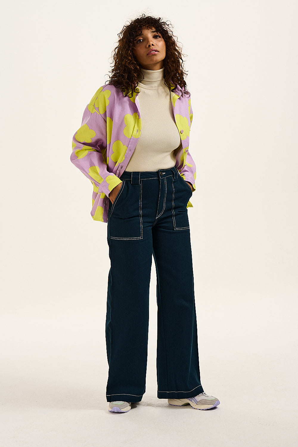 Delores Wide Leg Jeans: ORGANIC TWILL - Vintage Navy