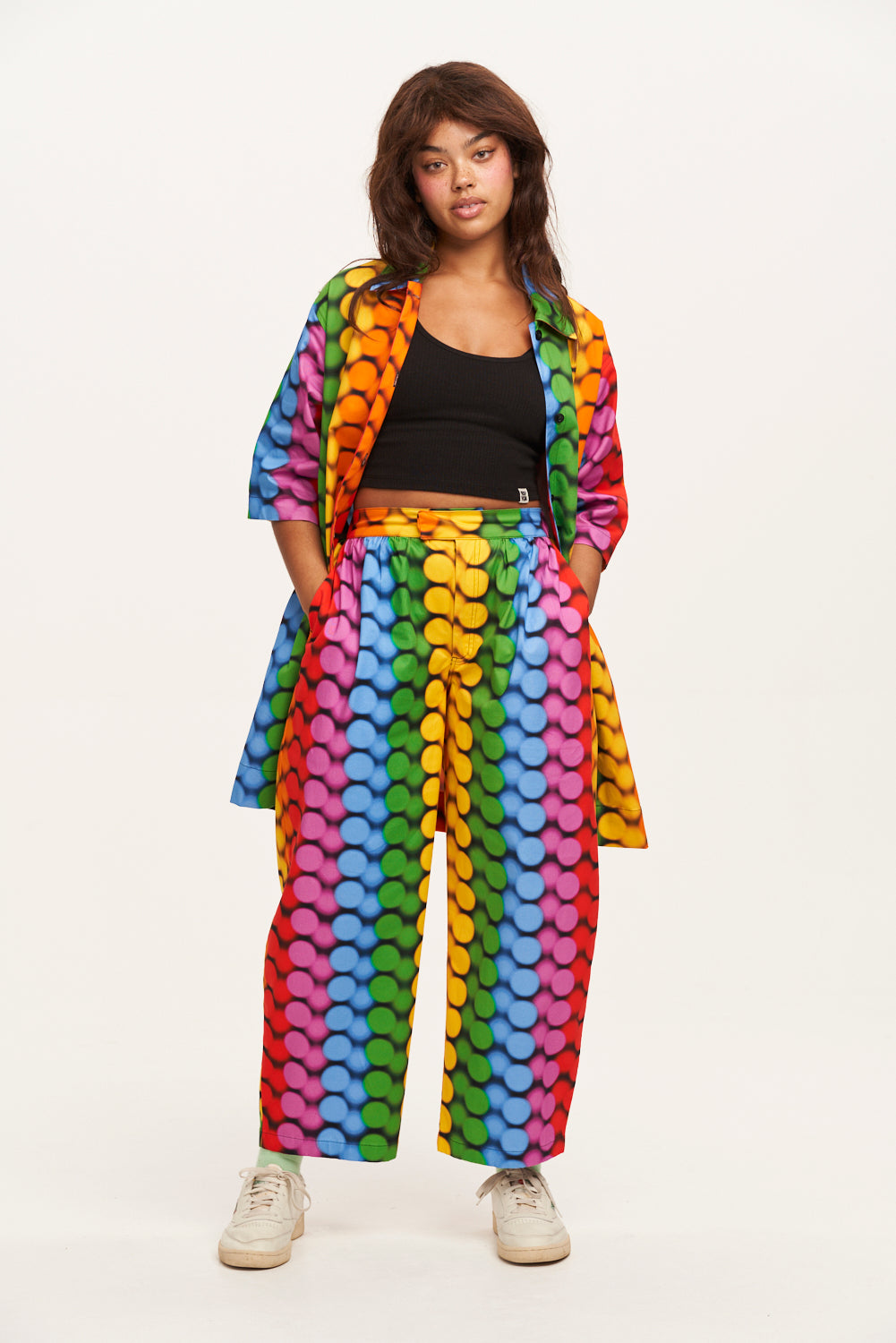 Beau Barrel Leg Cotton Trousers Good Vibrations Print