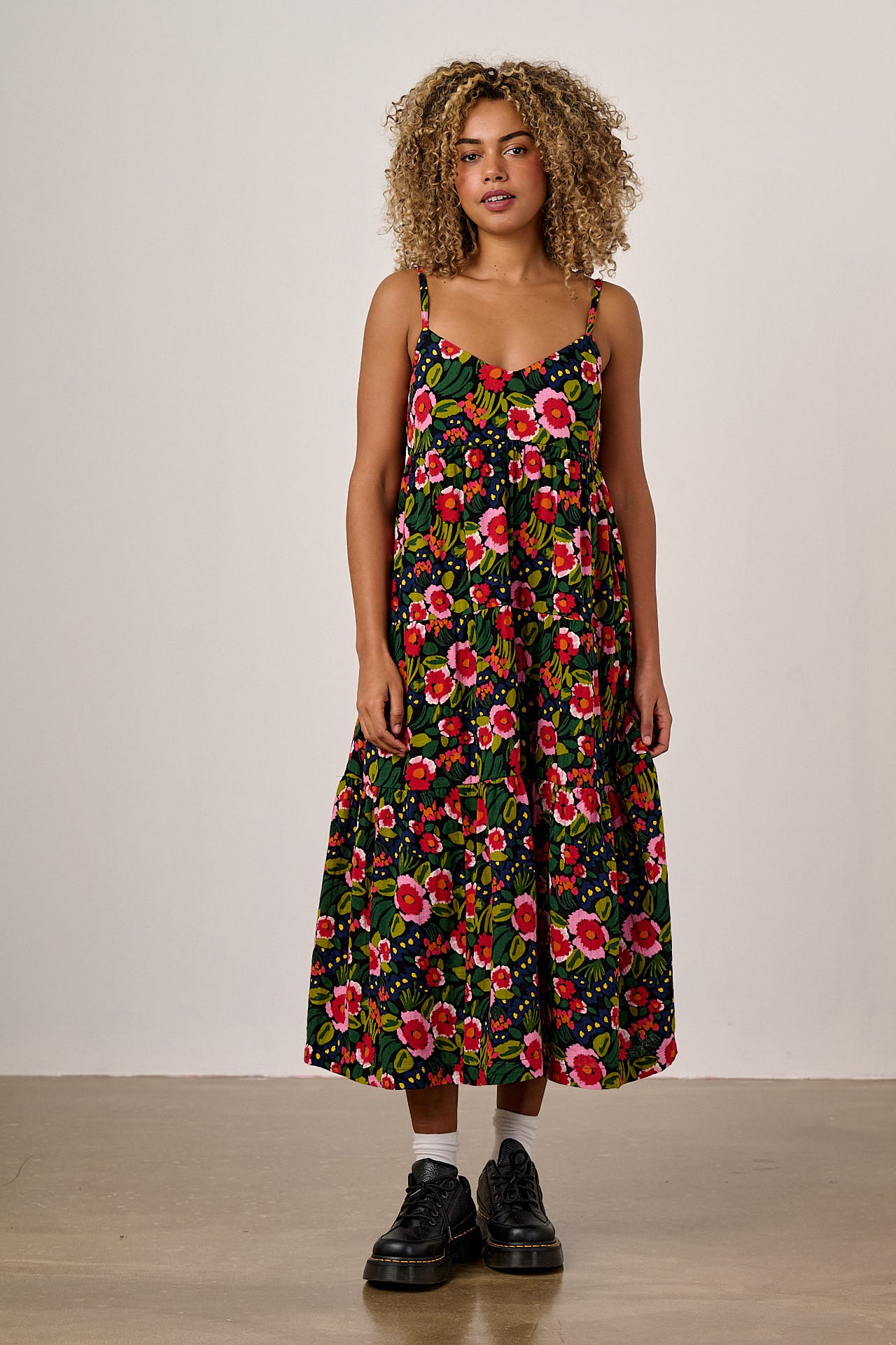 Mable - Cotton Midaxi Dress in Black Marie