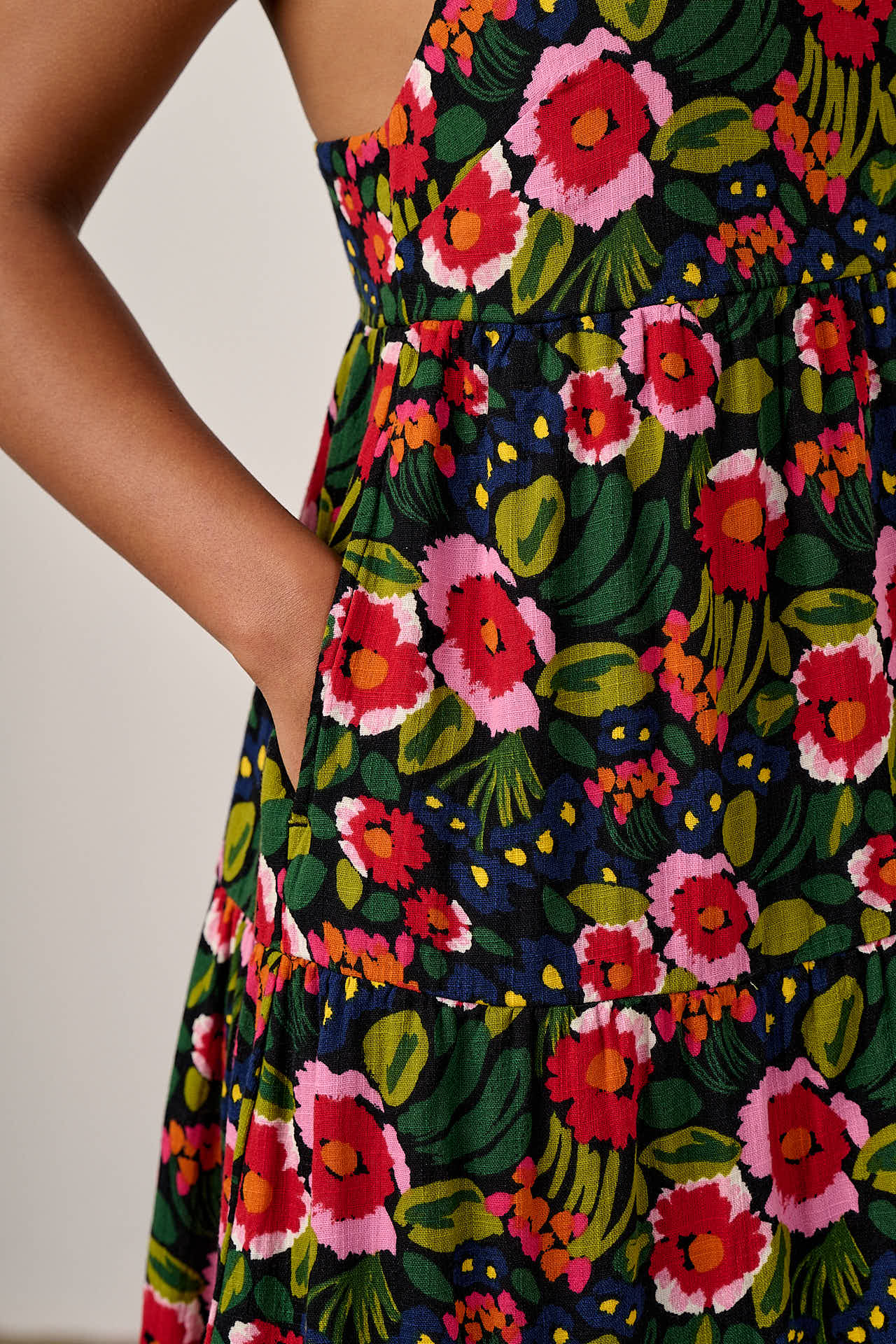 Mable - Cotton Midaxi Dress in Black Marie