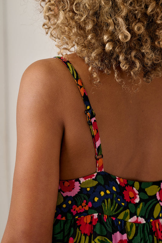 Mable - Cotton Maxi Dress in Black Marie