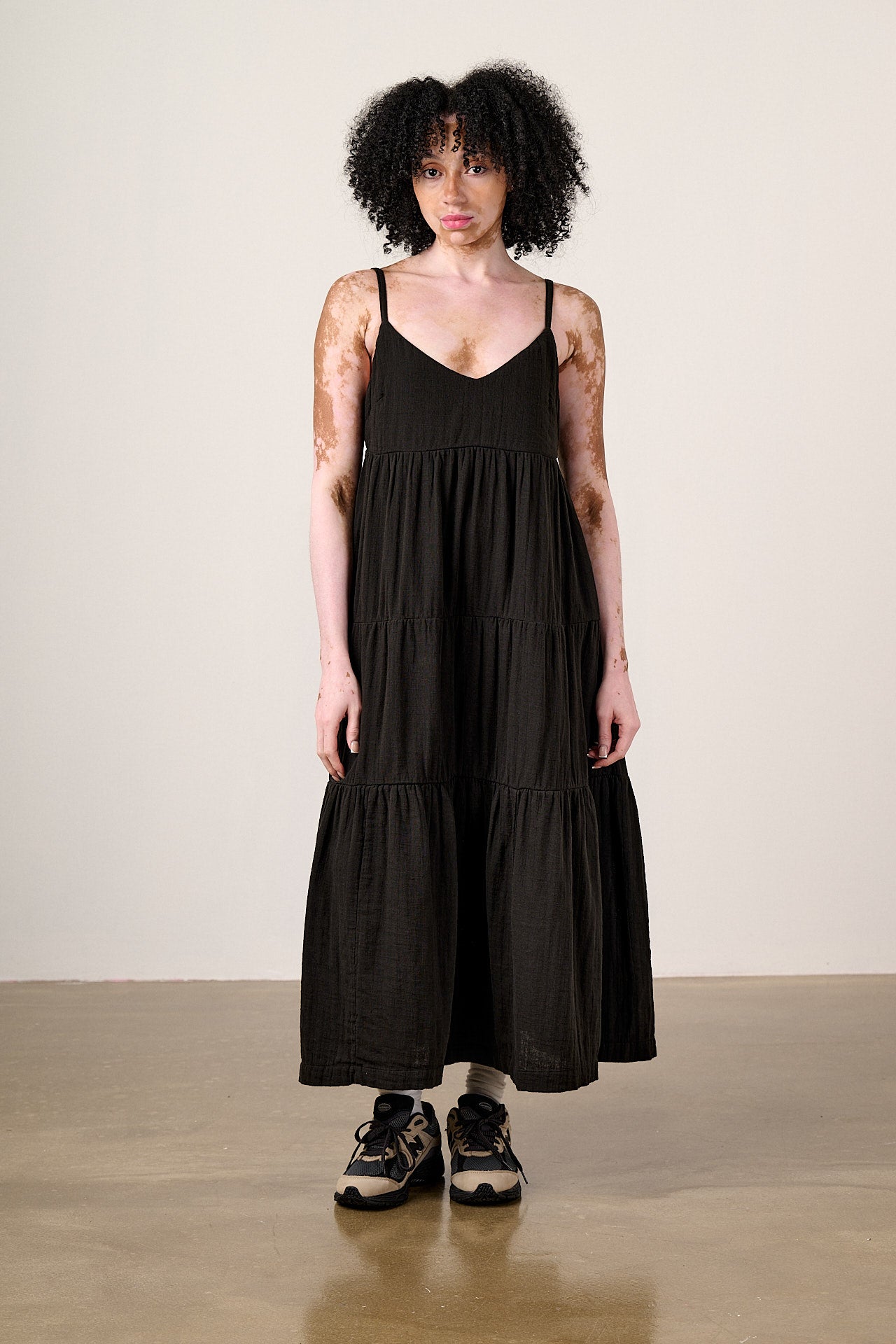 Mable - Cotton Maxi Dress in Black