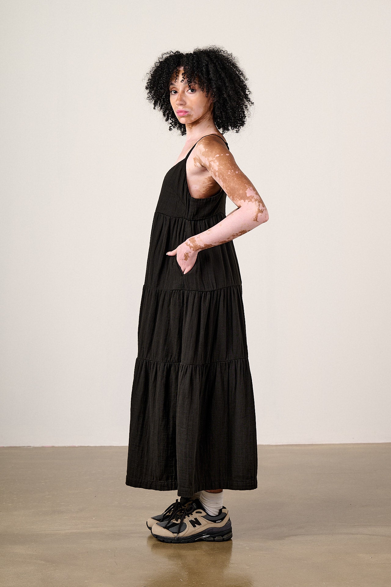Mable - Cotton Maxi Dress in Black