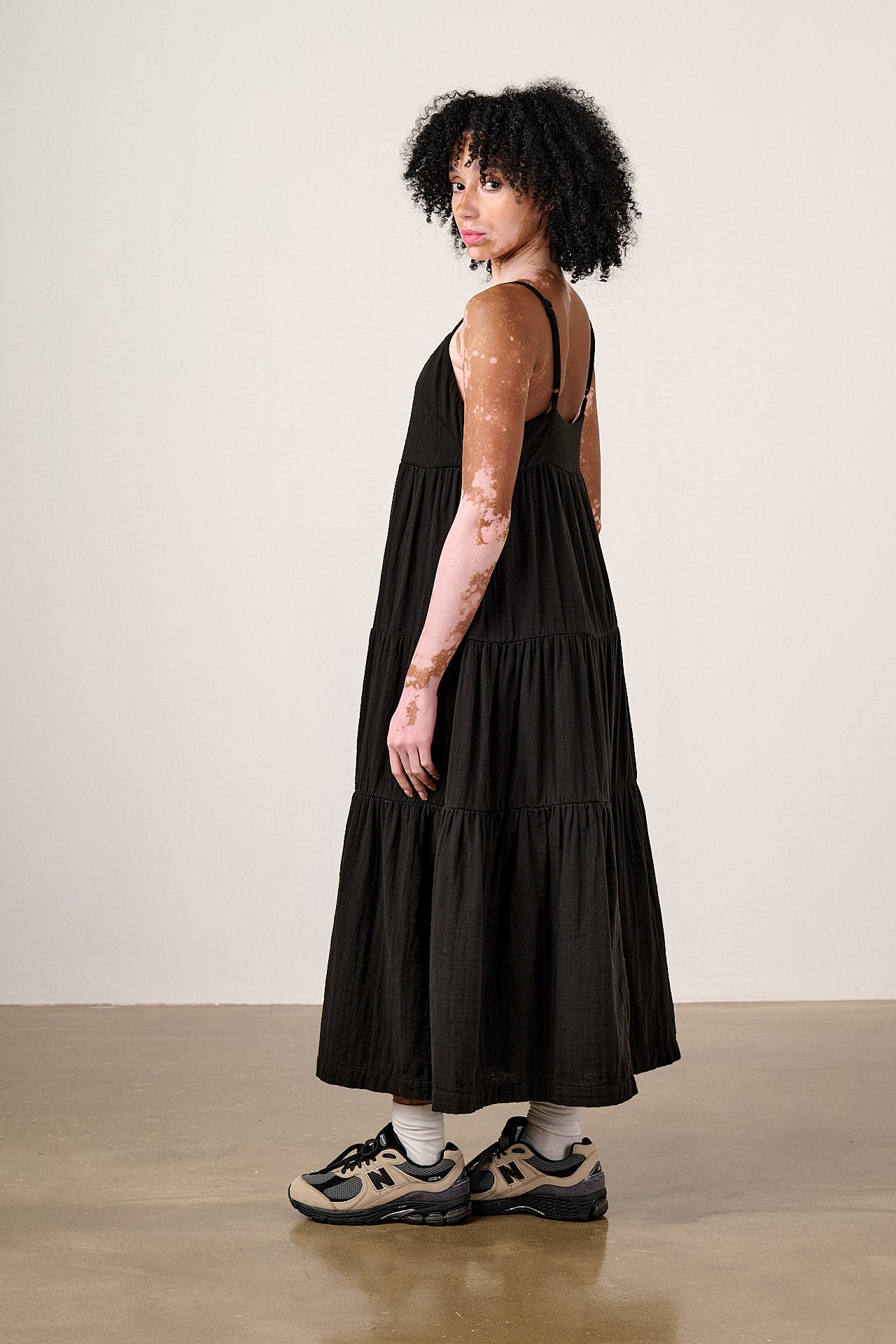 Mable - Cotton Maxi Dress in Black