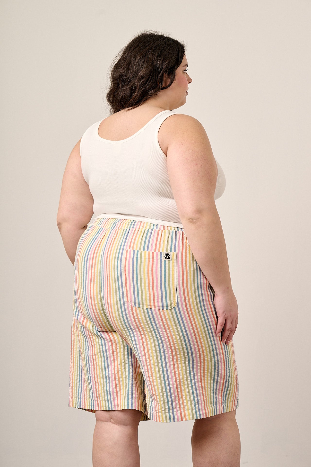 Madero - Cotton Long Shorts in Vintage Rainbow Stripe