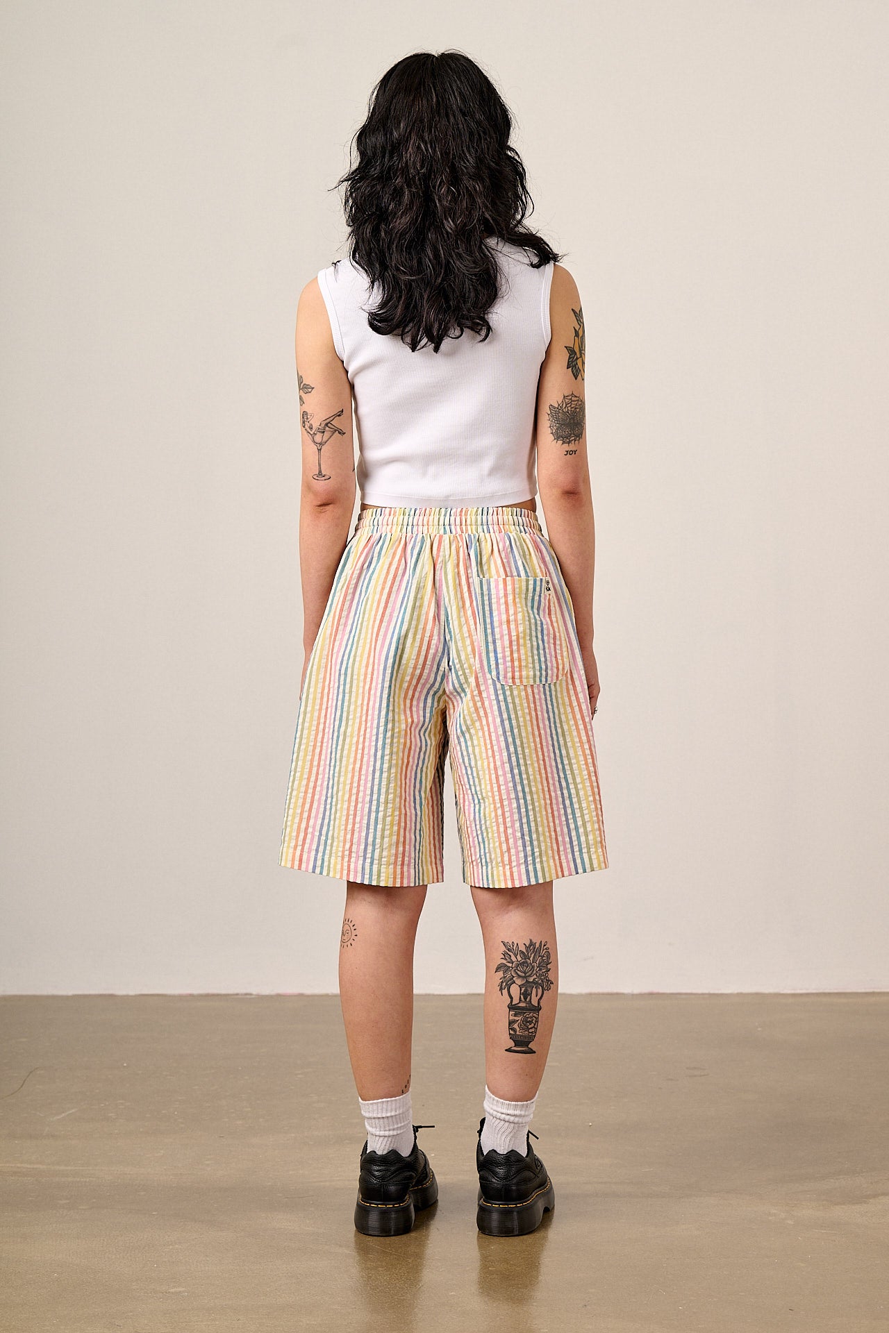 Madero - Cotton Long Shorts in Vintage Rainbow Stripe