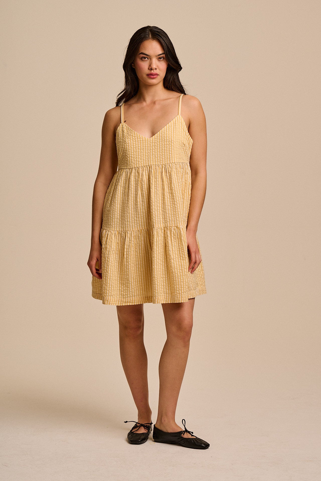 Mae - Cotton Mini Dress in Yellow Stripe – Lucy & Yak