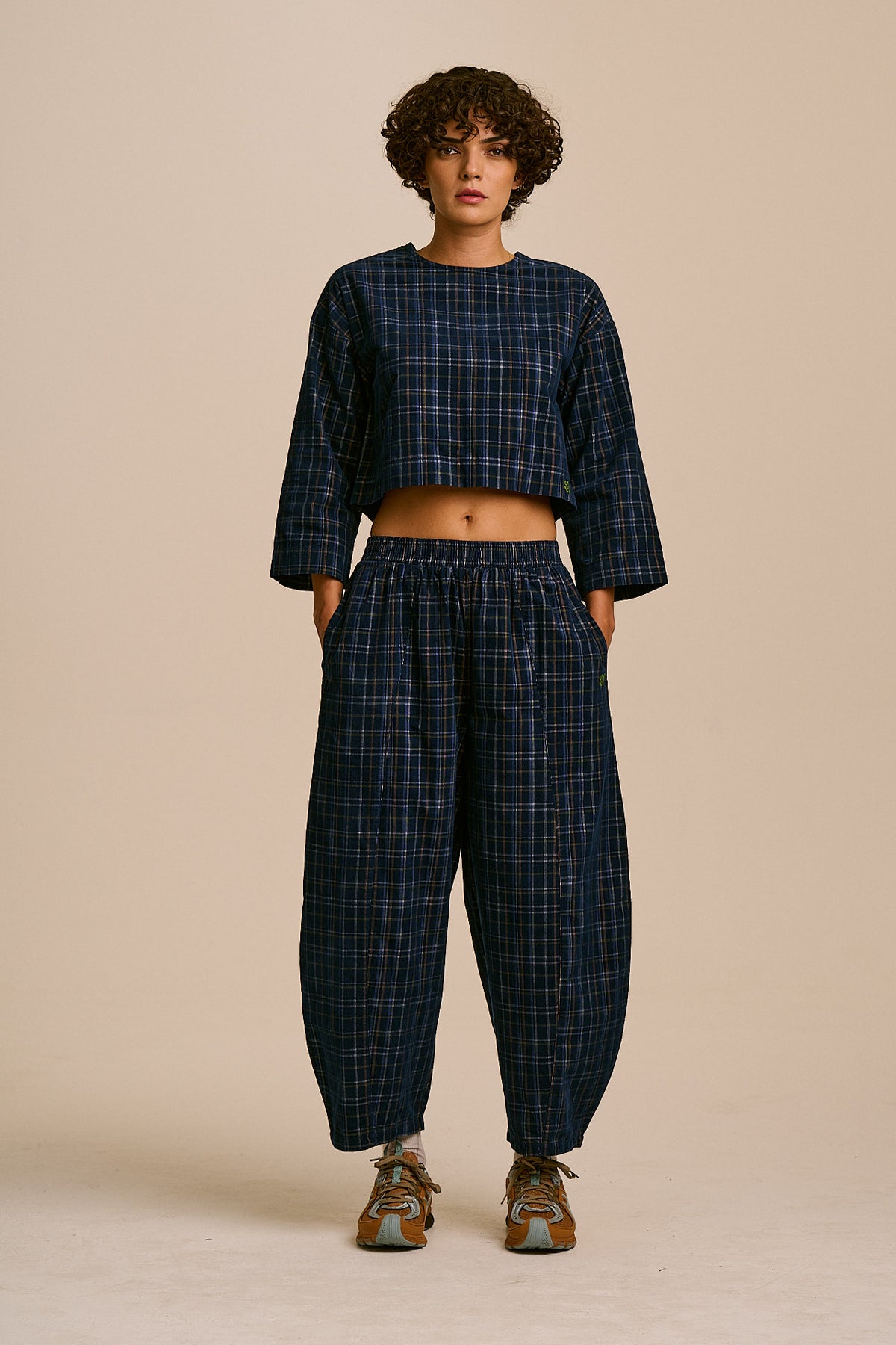 Maisie - Organic Cord Top in Woodland Check