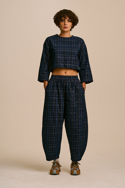 Maisie - Organic Cord Top in Woodland Check